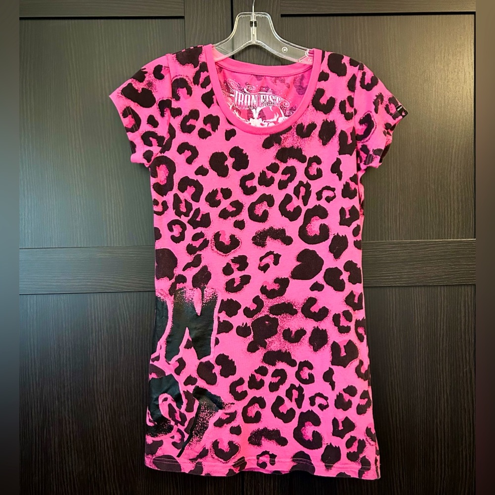 NWOT Iron Fist Pink Leopard Tee